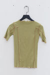 BASERANGE Ruffled Ribbed Cotton T-Shirt BAS-TTO3-RB-AU23-HUILV Gray Green TTO3-RB-000